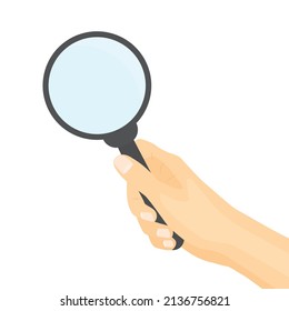 hand holding magnifying glass- vector illustration