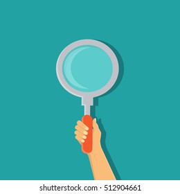 hand holding a magnifying glass - vector illustration