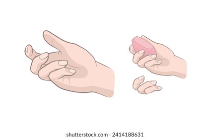 A hand holding a makeup sponge