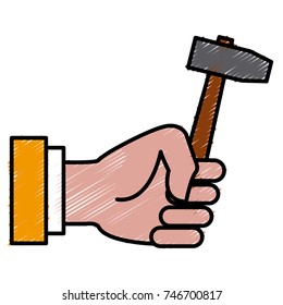 Hand holding mallet