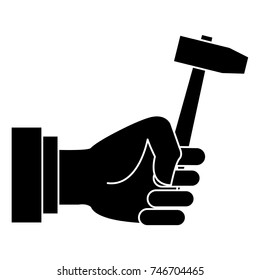 Hand holding mallet