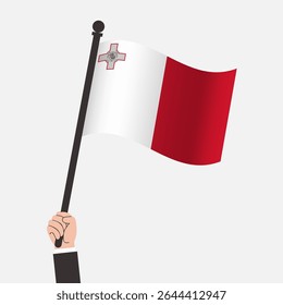 Mão segurando Malta bandeira acenando