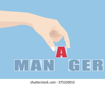 Hand Holding Manager word, Vector Illustration EPS 10.