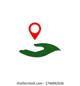 hand holding map pointer vector design template illustration