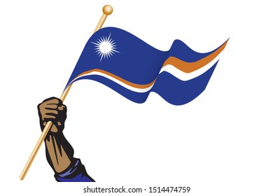 The hand holding the Marshall Islands flag.