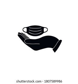 icono de la máscara de sujeción manual. máscara protectora. icono de coronavirus covid 19