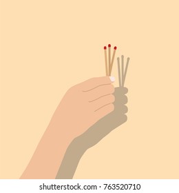 Hand holding match  vector illustration design  Hands collection 