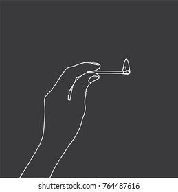 Hand holding a match, vector illustration design. Hands collection.