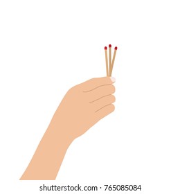 Hand holding matches, vector illustration design. Hands collection.