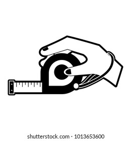 Hand holding measure tape