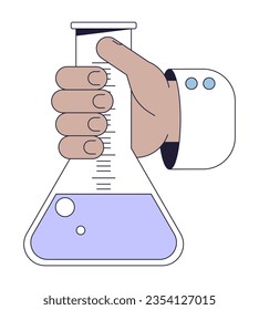 Objeto vectorial aislado de color de línea plana con el matraz de medición de la mano. Imagen editable de imágenes prediseñadas sobre fondo blanco. Dibujo gráfico de esquema simple para diseño web