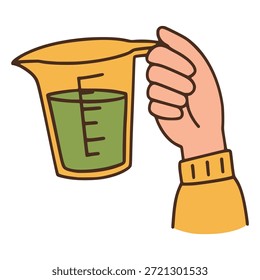 Taza de medición de mano para cocinar diseño de Plantilla de Ilustración vectorial de color plano