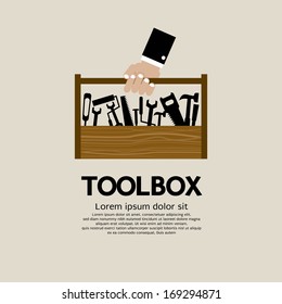 Hand Holding A Mechanic Toolbox 