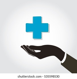 hand holding medical icon vector