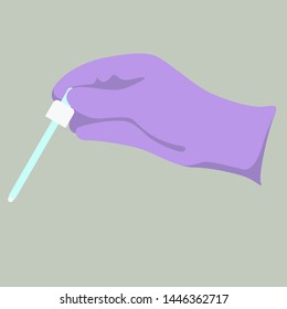 Hand holding a medicine pipette, vector illustration, flat style