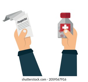 hand holding medicine and prescription. Prescription medicine, health program, health care, insurance and treatment concept.
