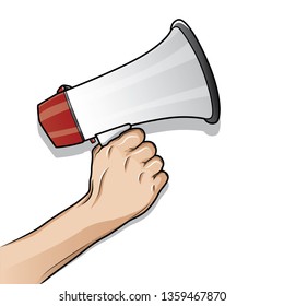 Hand Holding a Megaphone
