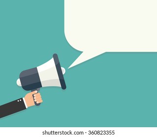 Hand holding megaphone