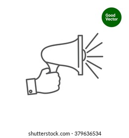 Hand holding megaphone