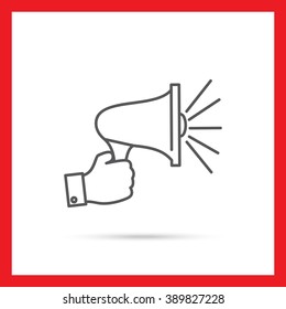 Hand holding megaphone