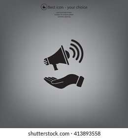 hand holding megaphone
