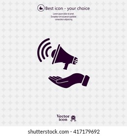 hand holding megaphone