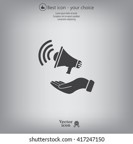 hand holding megaphone