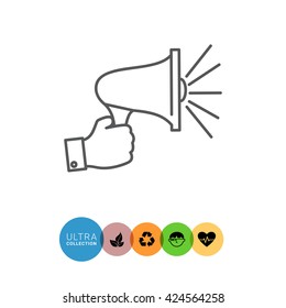 Hand holding megaphone