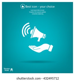hand holding megaphone