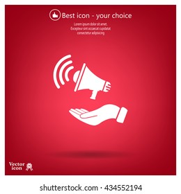 hand holding megaphone