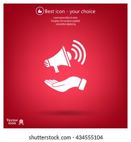 hand holding megaphone