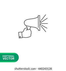 Hand holding megaphone