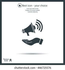 hand holding megaphone