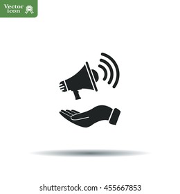 hand holding megaphone