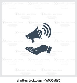 hand holding megaphone