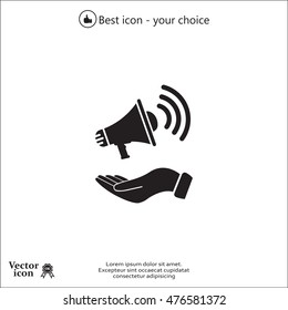 hand holding megaphone