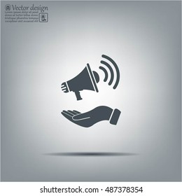 hand holding megaphone