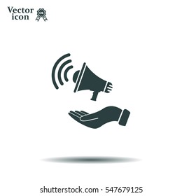 hand holding megaphone