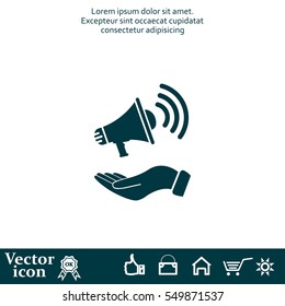 hand holding megaphone