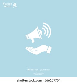 hand holding megaphone
