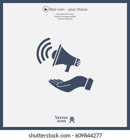 hand holding megaphone
