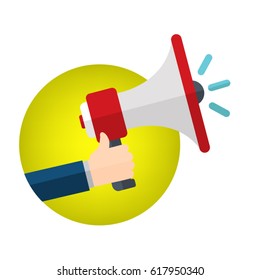 Hand holding megaphone