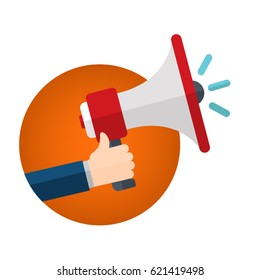 Hand holding megaphone