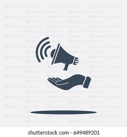 hand holding megaphone
