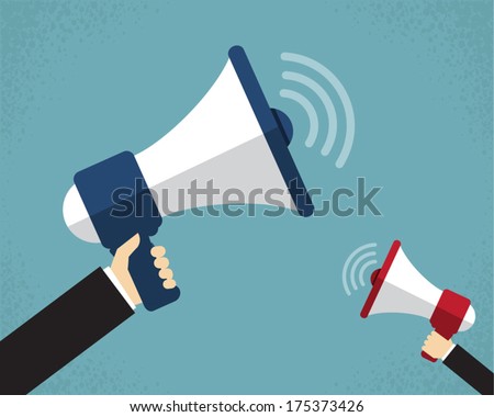 Hand holding a megaphone 