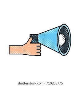 hand holding megaphone advertising work volume