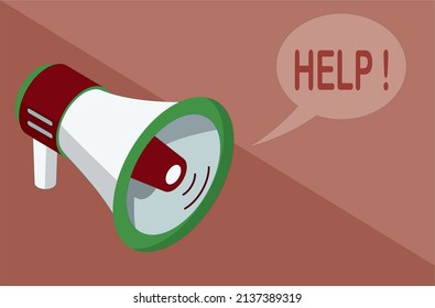 hand holding megaphone asking for help