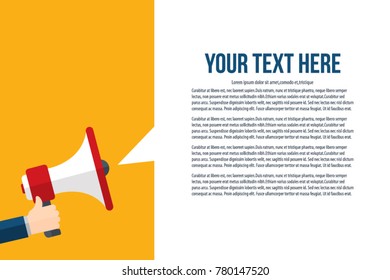 Hand holding megaphone with bubble speech - Illustration