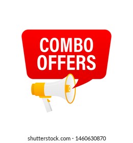 Hand holding megaphone with Combo offers.