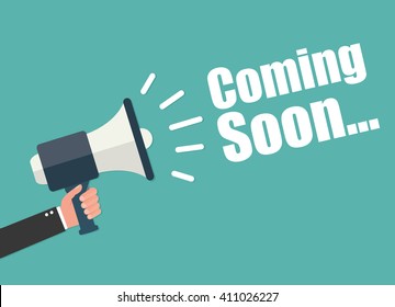Hand holding megaphone - Coming Soon